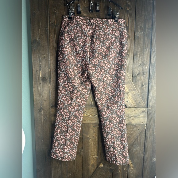 Anthropologie•Size 8•Brown Floral Artsy Boho Hippie Straight Leg Chino•EUC - Picture 2 of 5